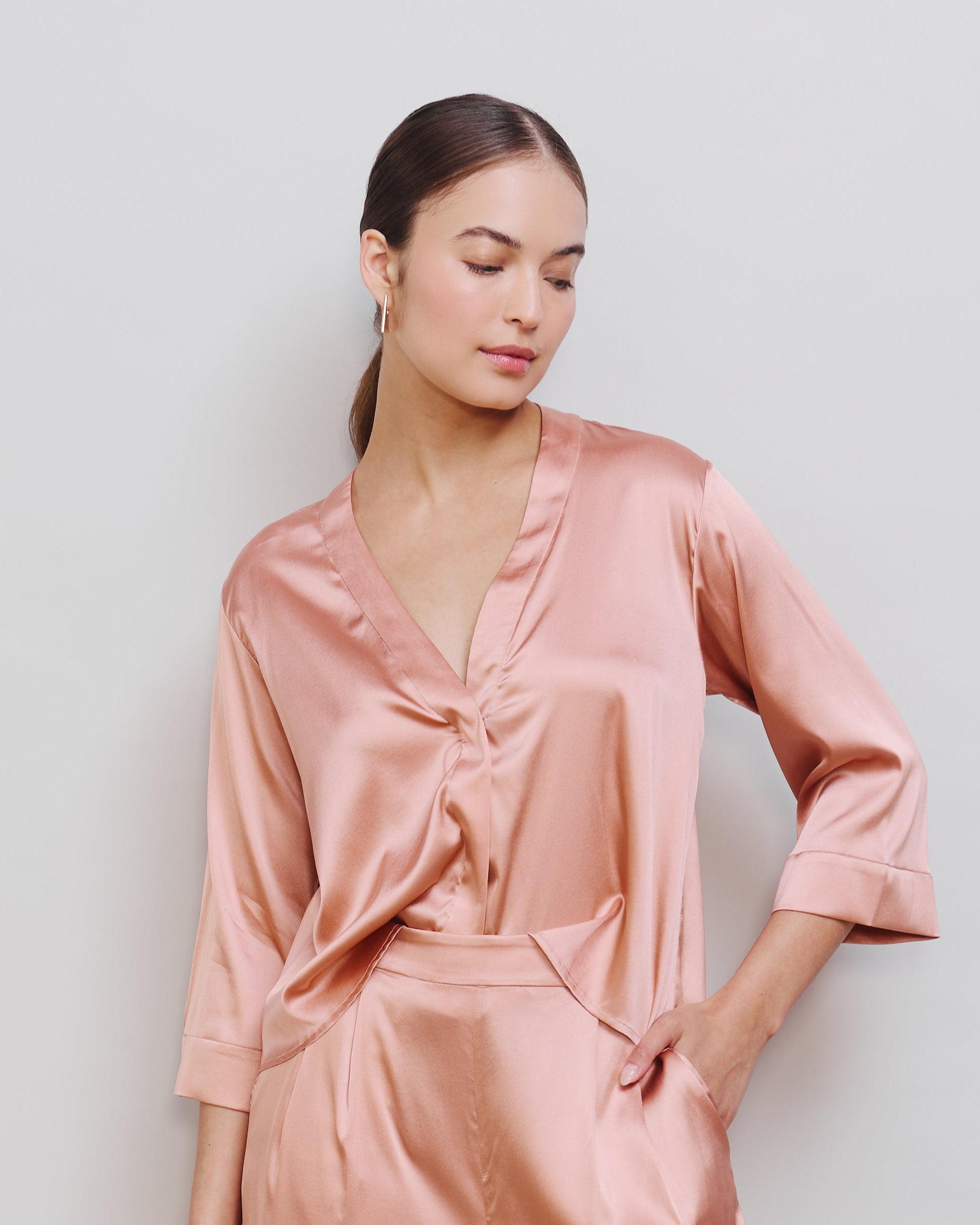 Stretch Silk Kimono Top